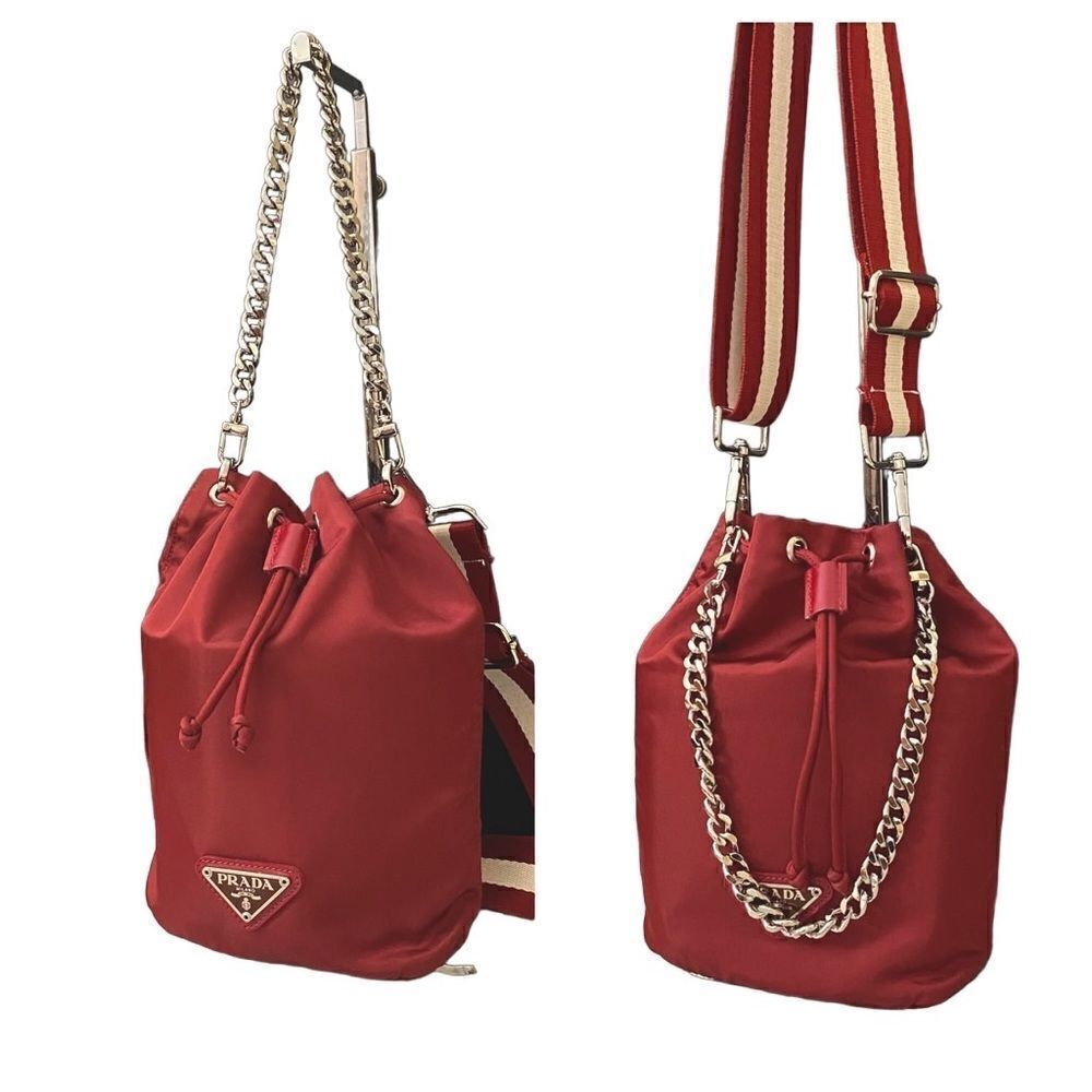 COPY - PRADA Nylon Silvertone Pouch to Shoulder Crossbody Bag 💼 P1 - Picture 6 of 17